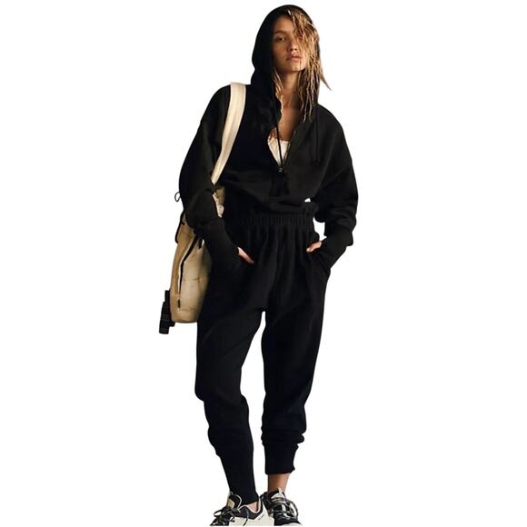 FREE PEOPLE MOVEMENT Women’s Training Day Black Hooded Jumpsuit - Picture 1 of 5